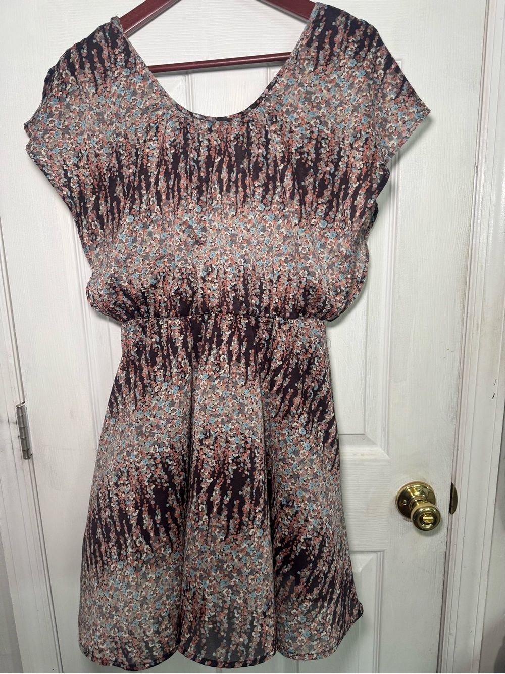 Bar III Floral Print Multicolor Gathered Waist Dress